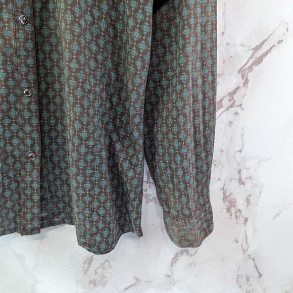 Wrangler Shirt Womens Large Brown Rock 47 Pearl Snap Button Long Sleeve Western - Picture 4 of 13